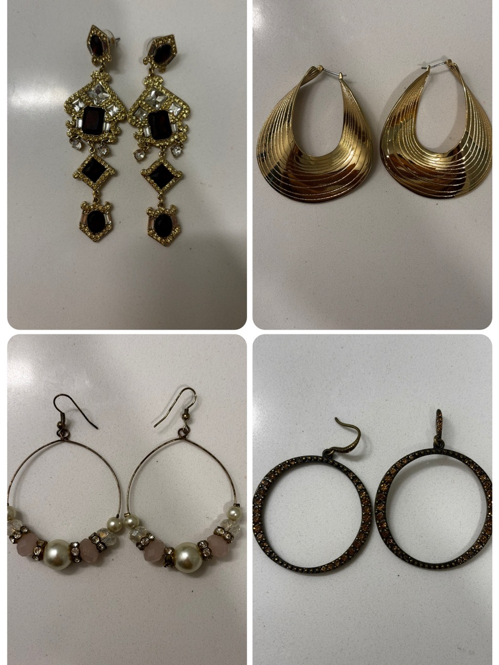 Assorted Hoop and Drip Earrings - 4 Pairs